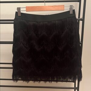 BCBGMaxAzria Black Fringe Mini Skirt